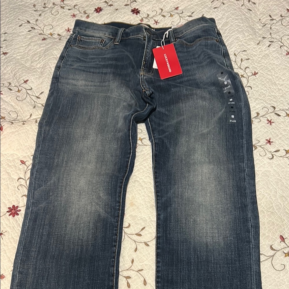 Lucky Brand Blue Straight Jeans with Authentic Fading